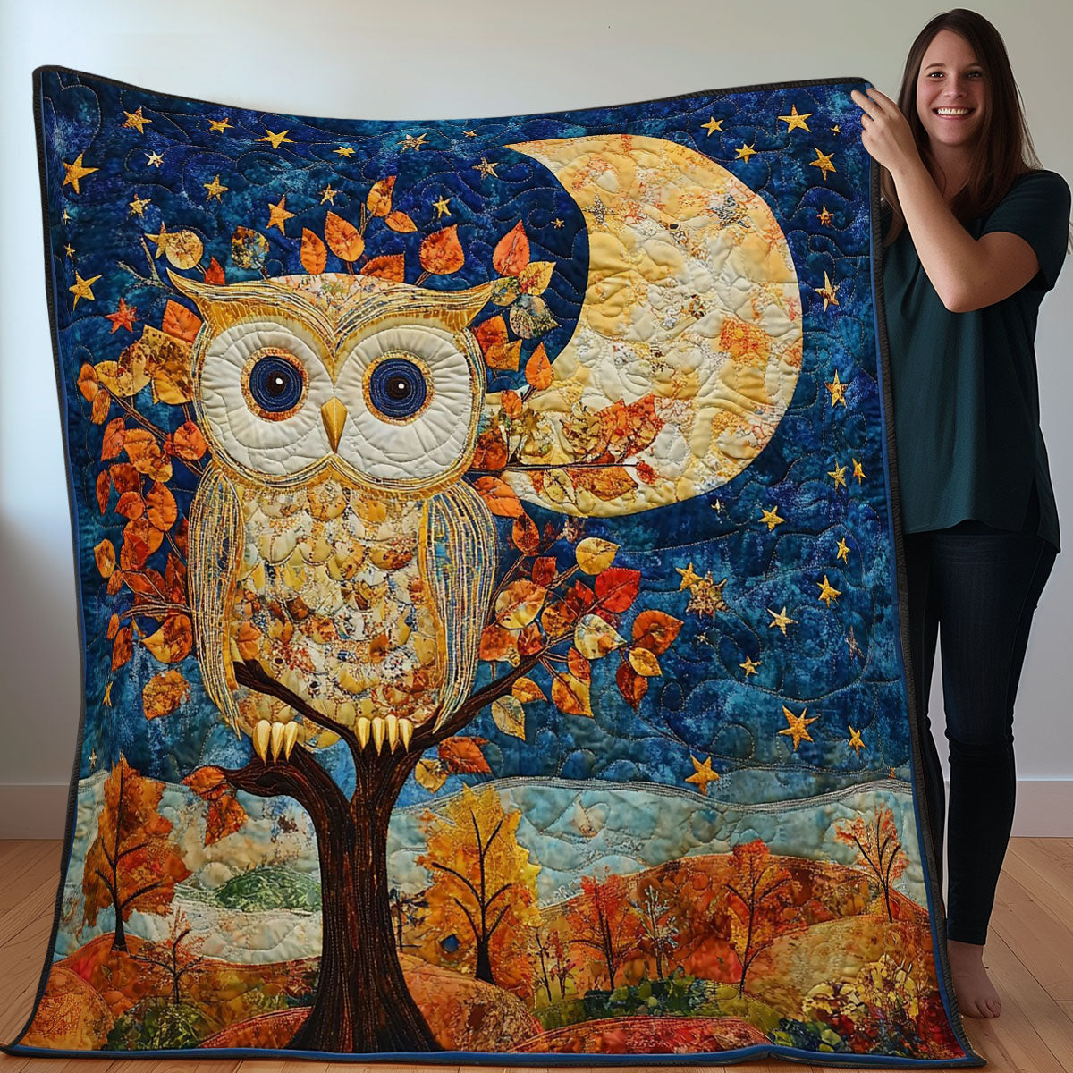 Owl And Moonlight WO0208043CL Quilt