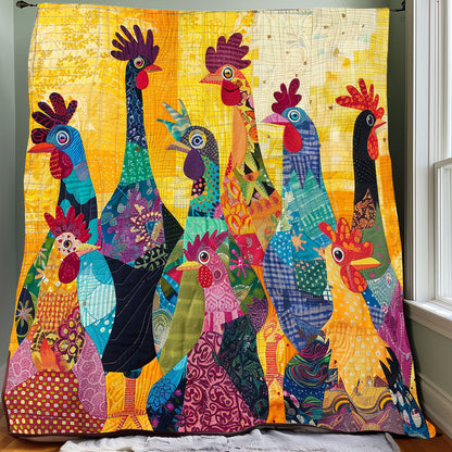 Abstract Yellow Chickens XR2407039CL Quilt