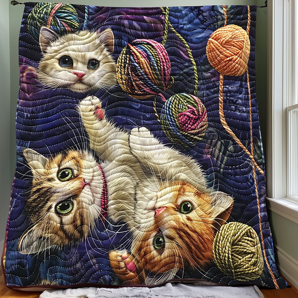 Adorable Yarn Kitties XR3007021CL Quilt