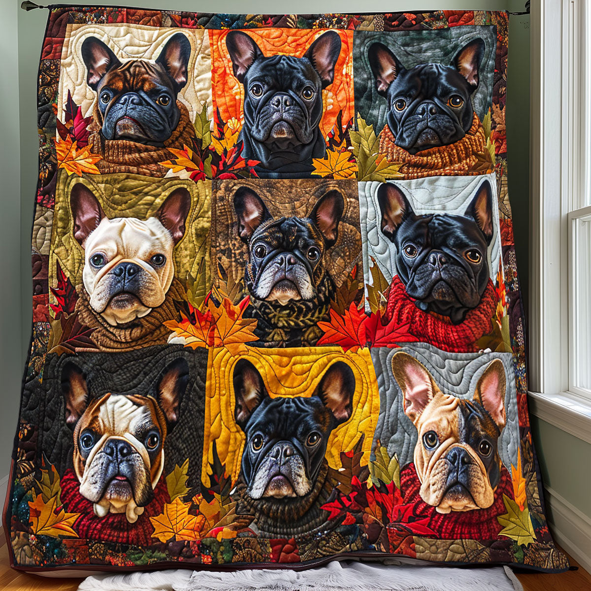 Autumn Scarf French Bulldogs XR3107007CL Quilt