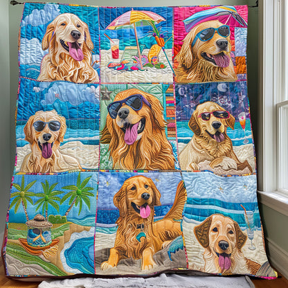 Beachy Golden Retriever Fun XR2408020CL Quilt