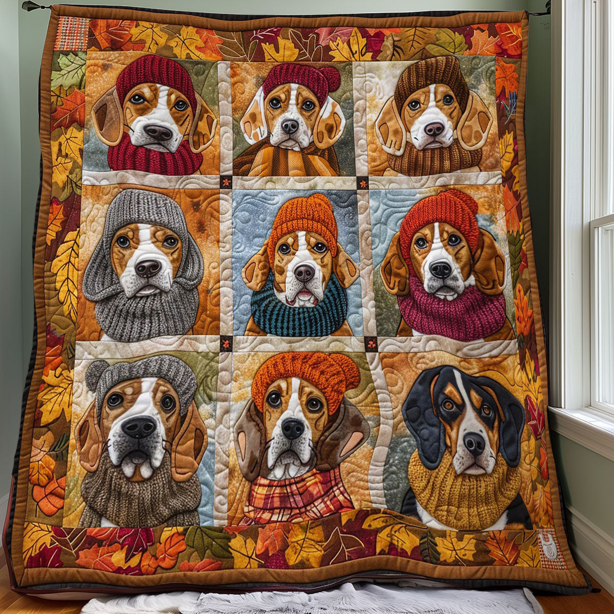 Beagles Autumn WO0808002CL Quilt