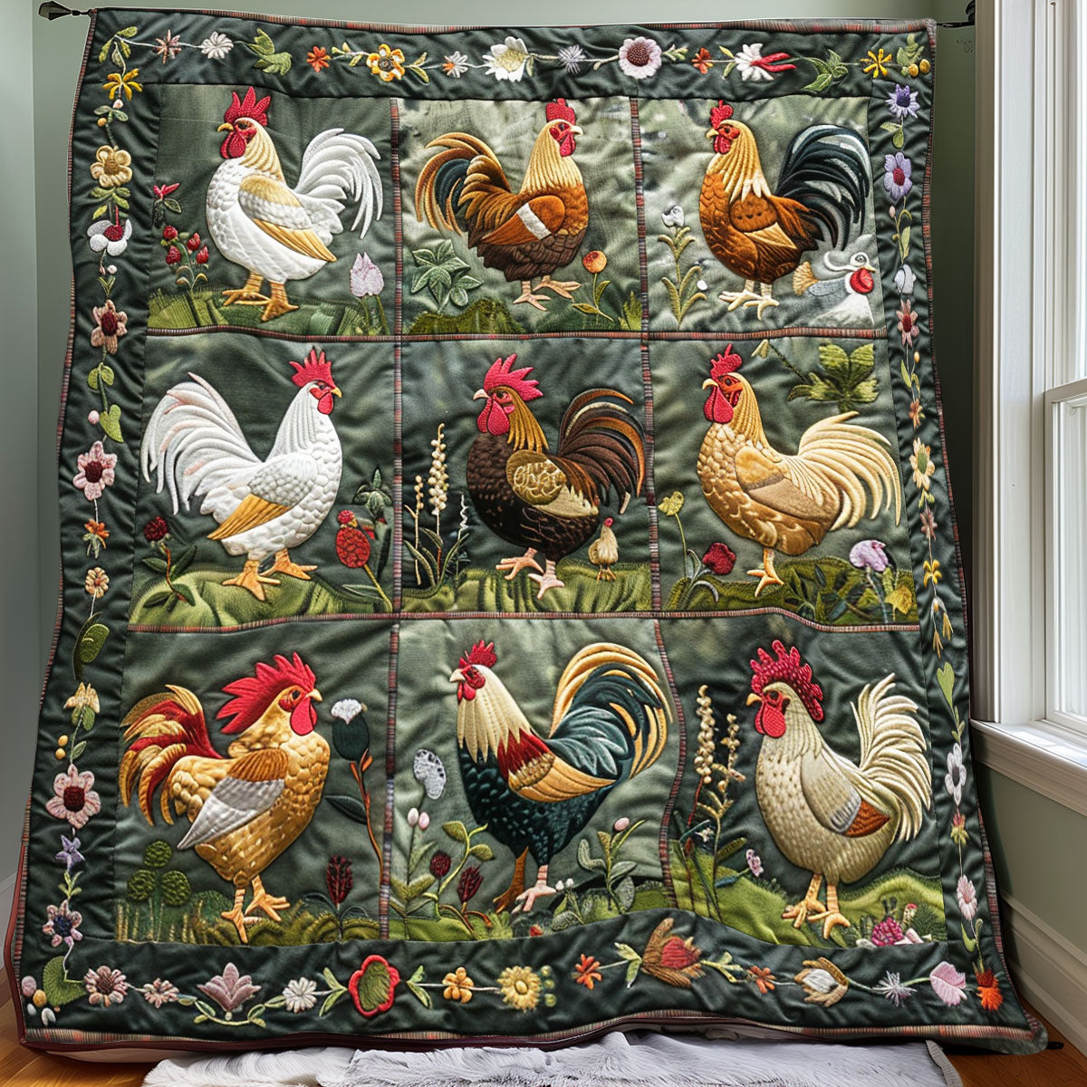 Beautiful Chickens XR0908028CL Quilt