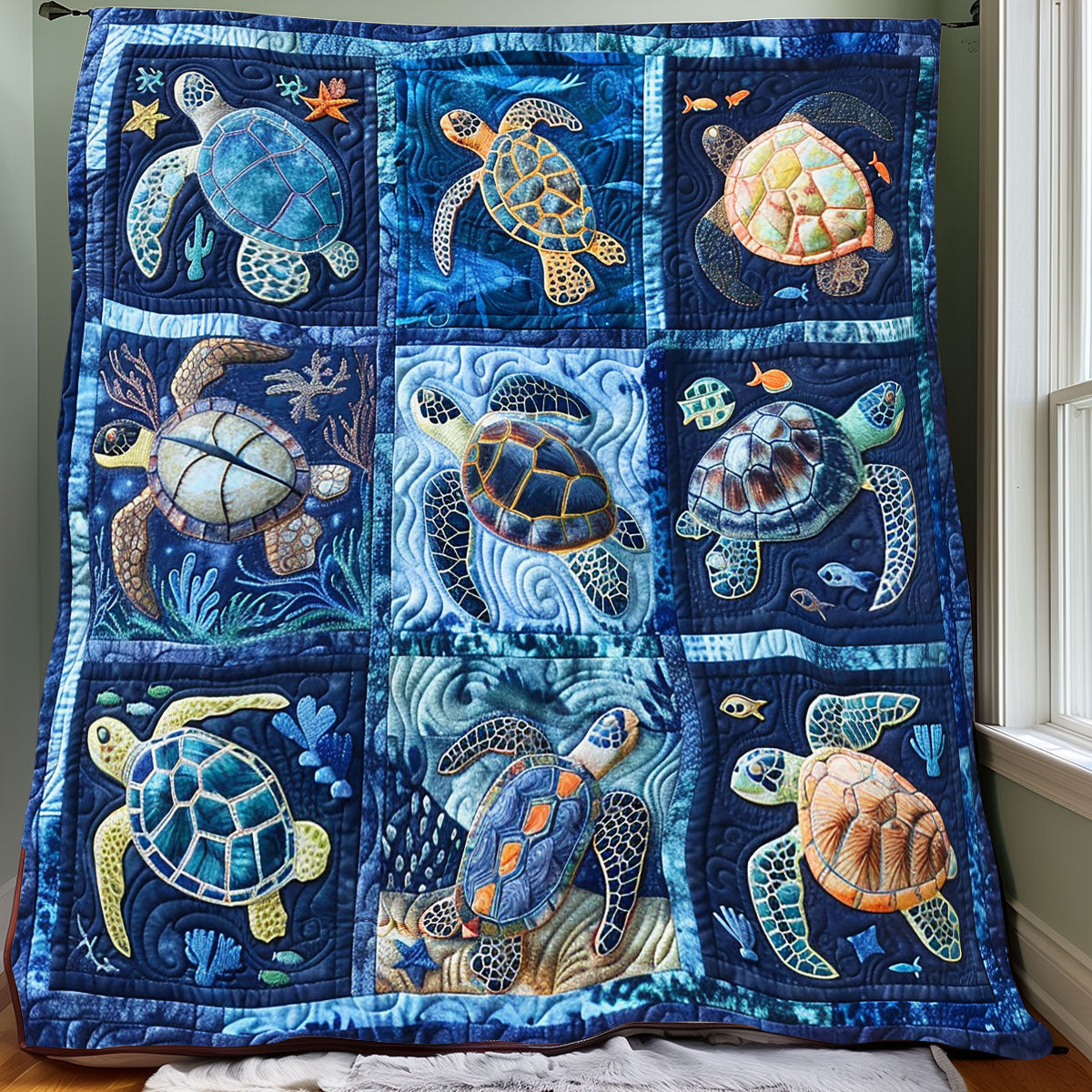 Blue Charming Turtles XR2208026CL Quilt