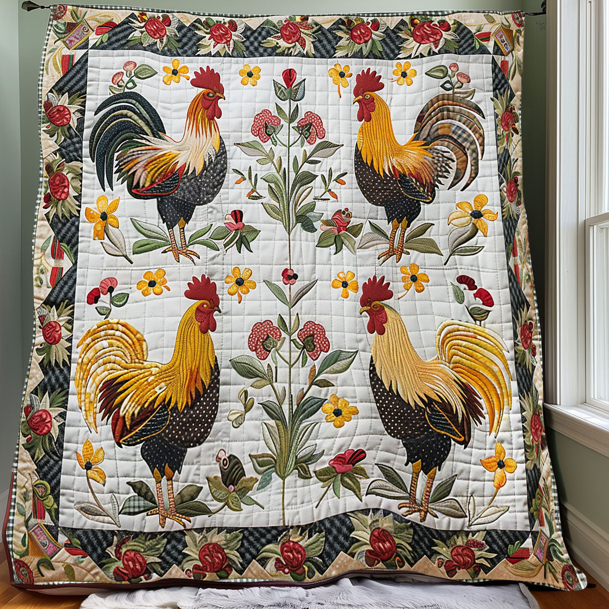 Bright Chickens XR2607003CL Quilt