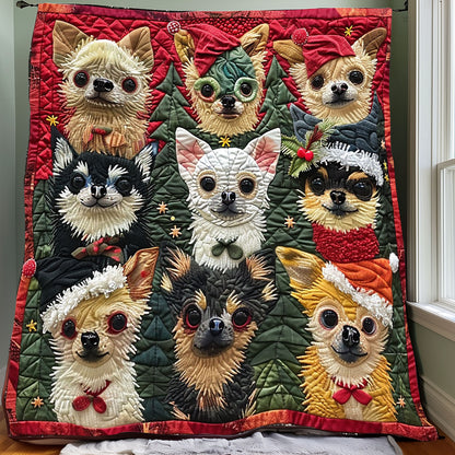 Cartoon Christmas Chihuahuas XR1508017CL Quilt