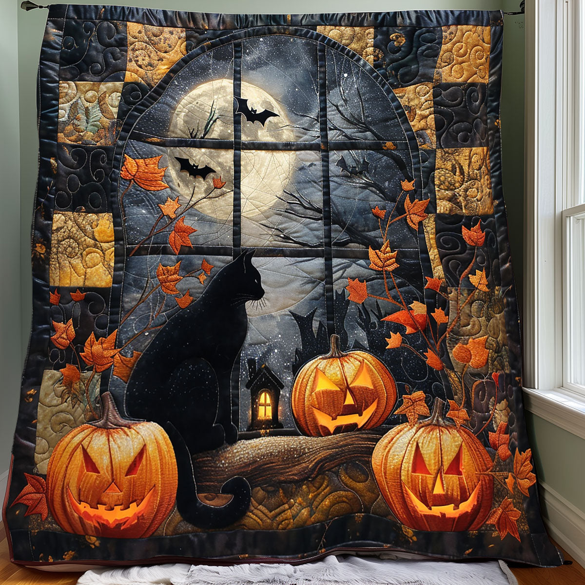 Cat And Full Moon Halloween XR1308052CL Quilt