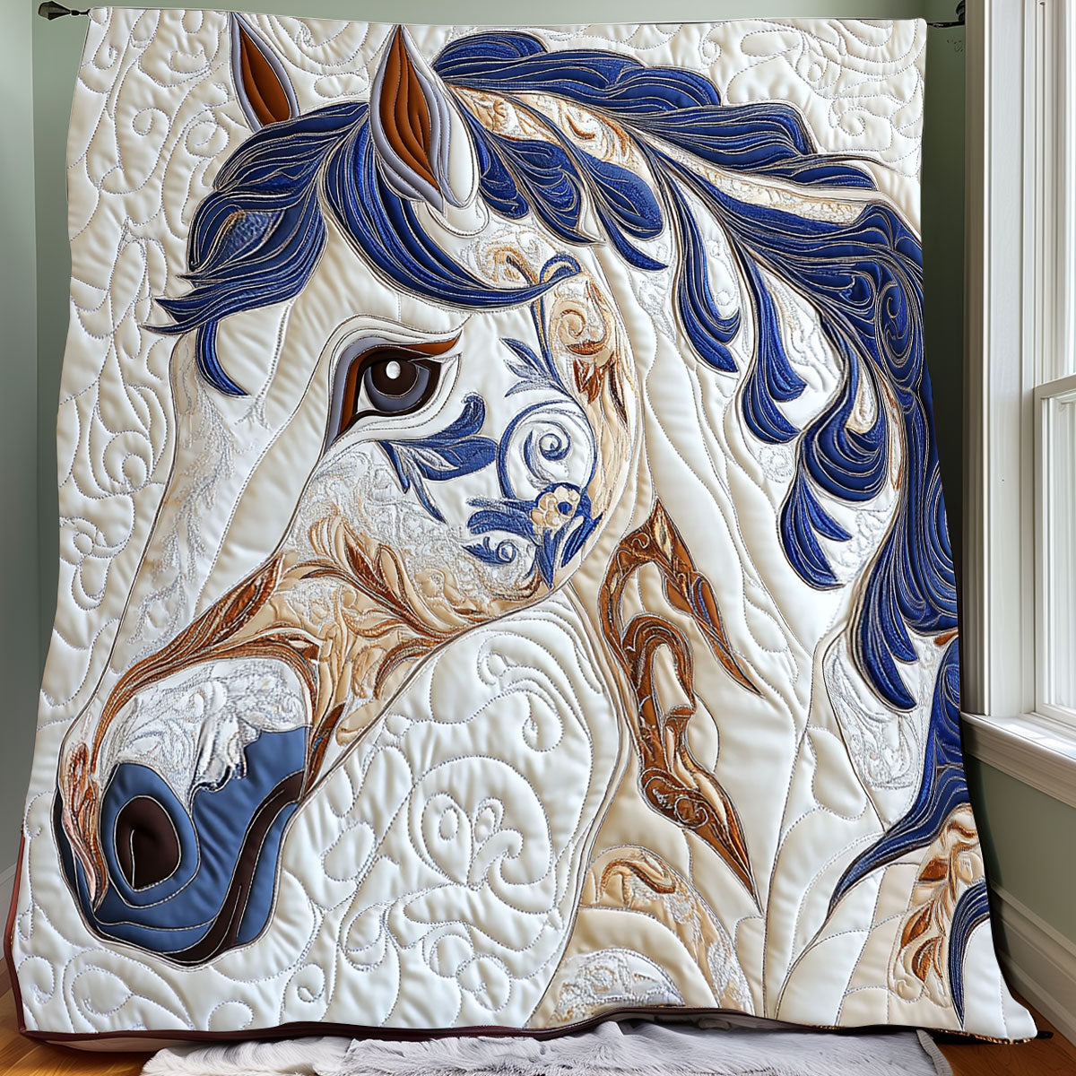 Charming Blue Horse XR0808022CL Quilt