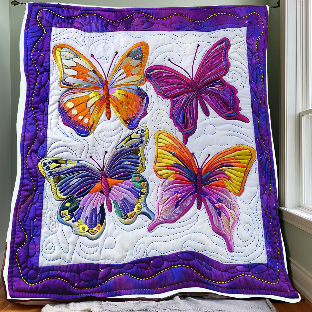 Charming Purple Butterflies XR3007001CL Quilt