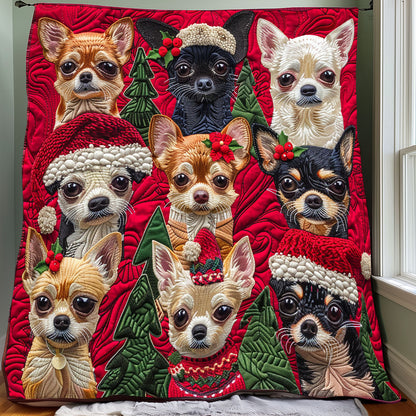 Cheerful Chihuahua Christmas XR1508019CL Quilt