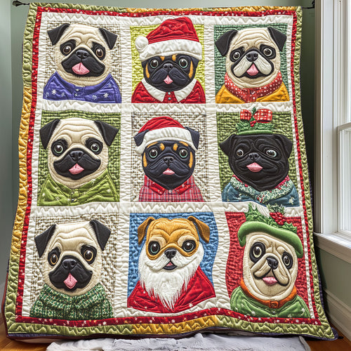 Christmas Pugs XR0108029CL Quilt