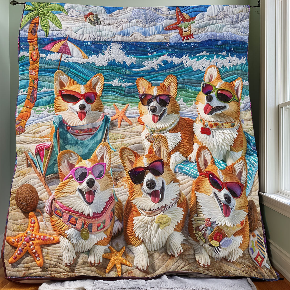 Coastal Corgi Joy XR2408016CL Quilt