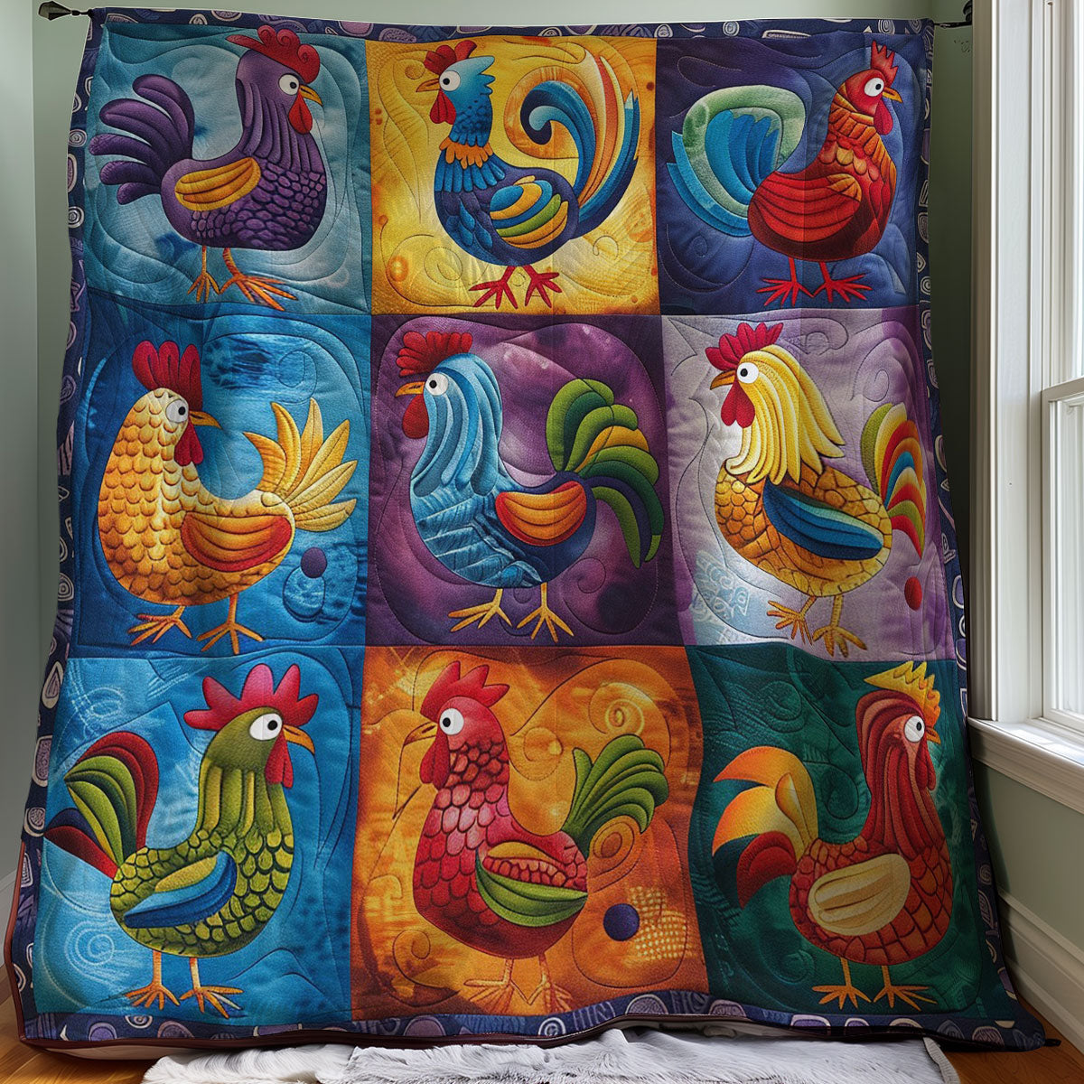 Colorful Chicken WO2707023CL Quilt