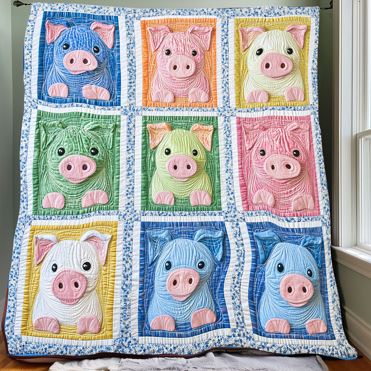 Colorful Pigs XR0708010CL Quilt