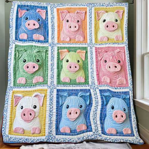 Colorful Pigs XR0708010CL Quilt