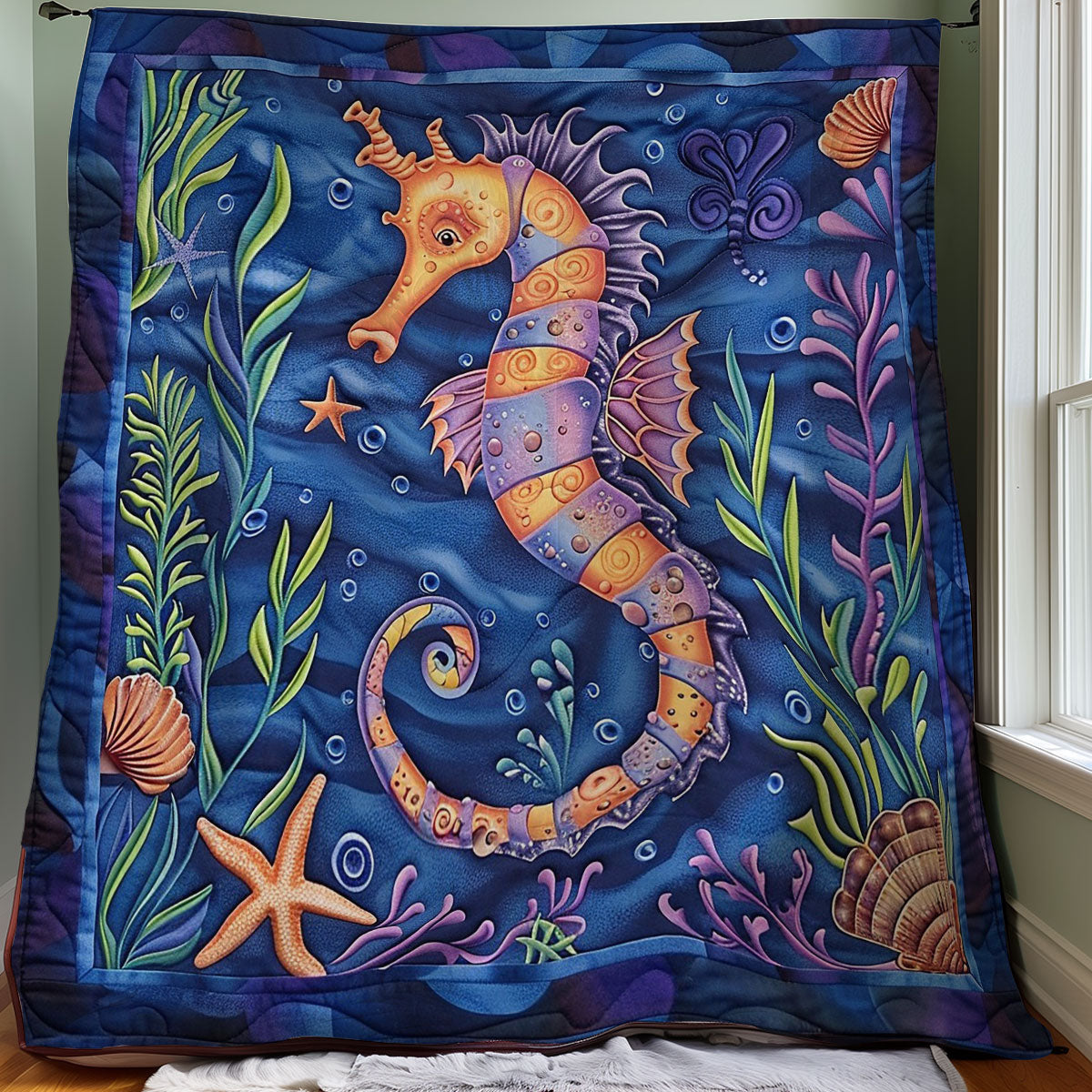 Colorful Seahorse WO3007014CL Quilt