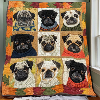 Cozy Fall Pugs XR3107004CL Quilt