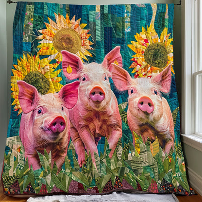 Cute Pigs And Sunflowers XR0207013CL Quilt