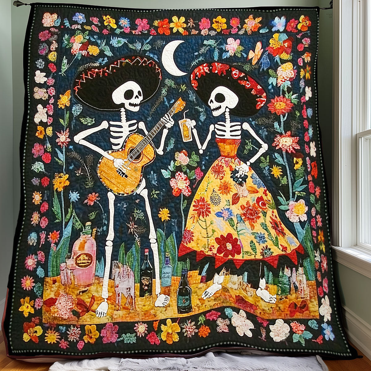 Dancing Sugar Skulls XR0108031CL Quilt
