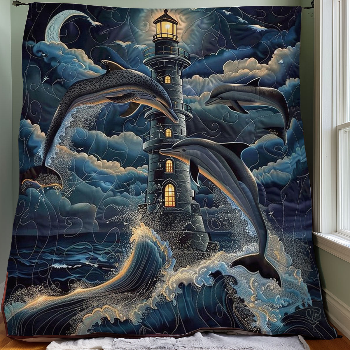 Dolphins And Lighthouses WO1008016CL Quilt