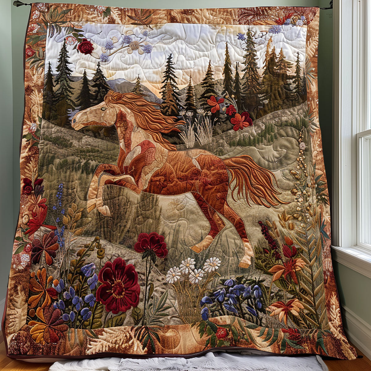 Fabric Brown Horse XR0908019CL Quilt