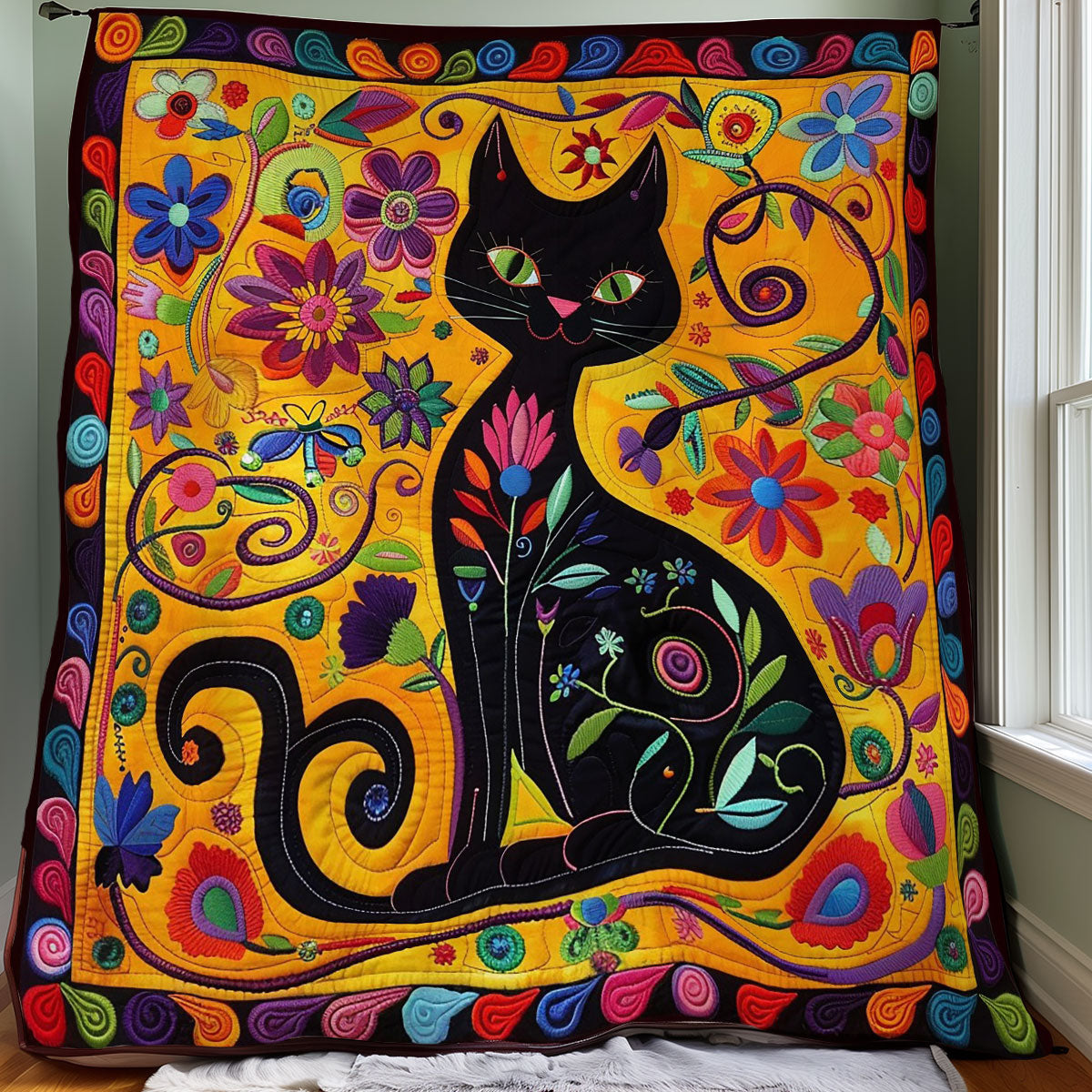 Floral Cat WO1008022CL Quilt