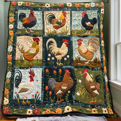 Floral Chickens XR0908027CL Quilt