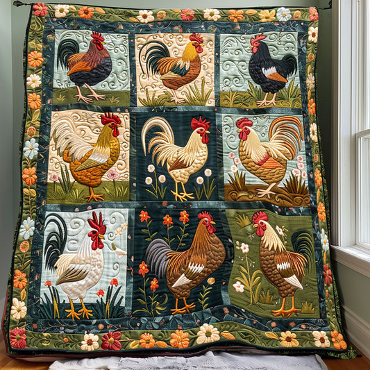 Floral Chickens XR0908027CL Quilt