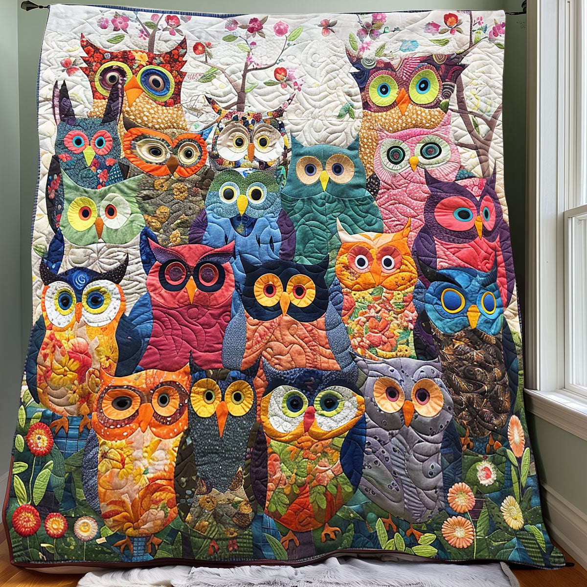 Floral Owls XR1706003CL Quilt