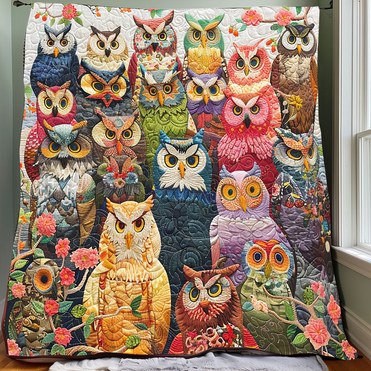 Floral Owls XR1706004CL Quilt