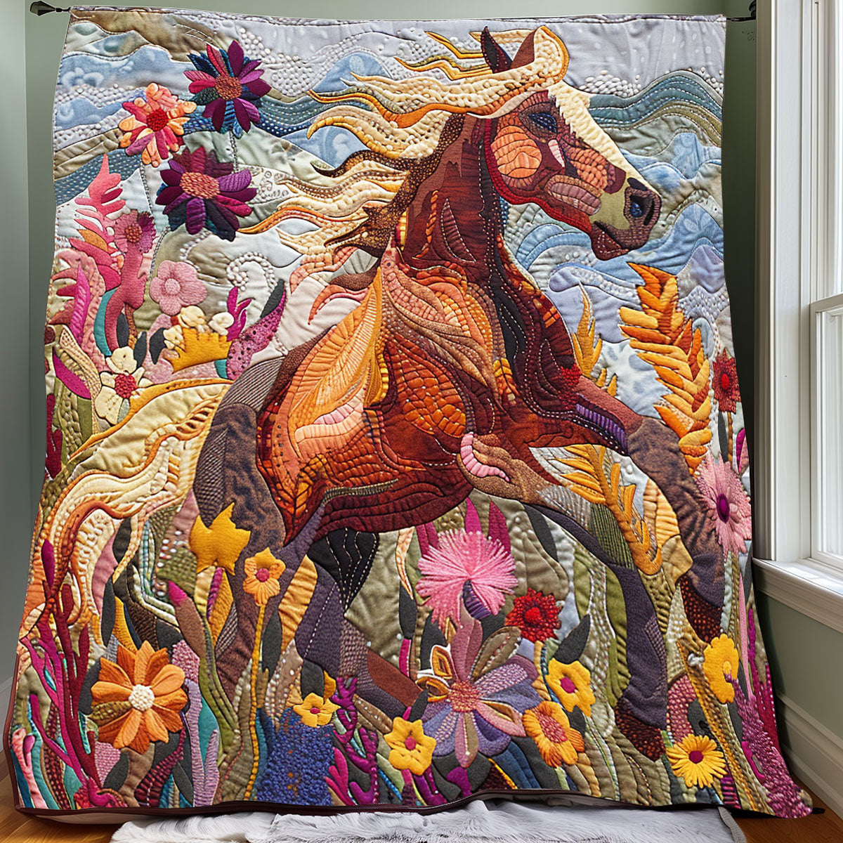 Floral Wild Horse XR0908017CL Quilt