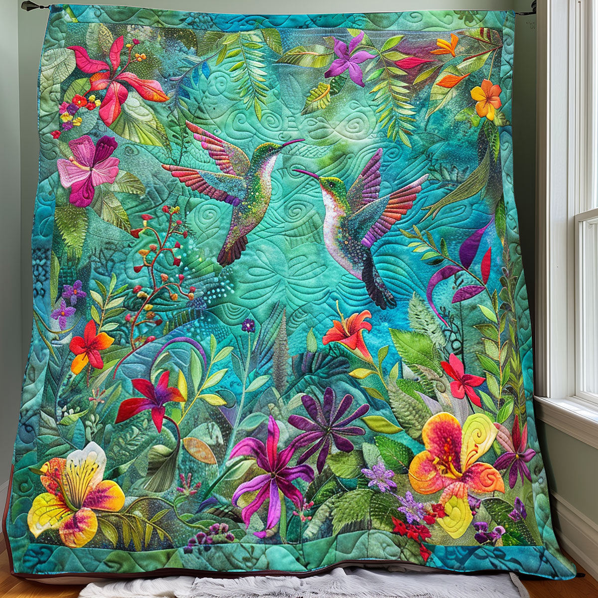 Floral Wing Hummingbird XR2407049CL Quilt