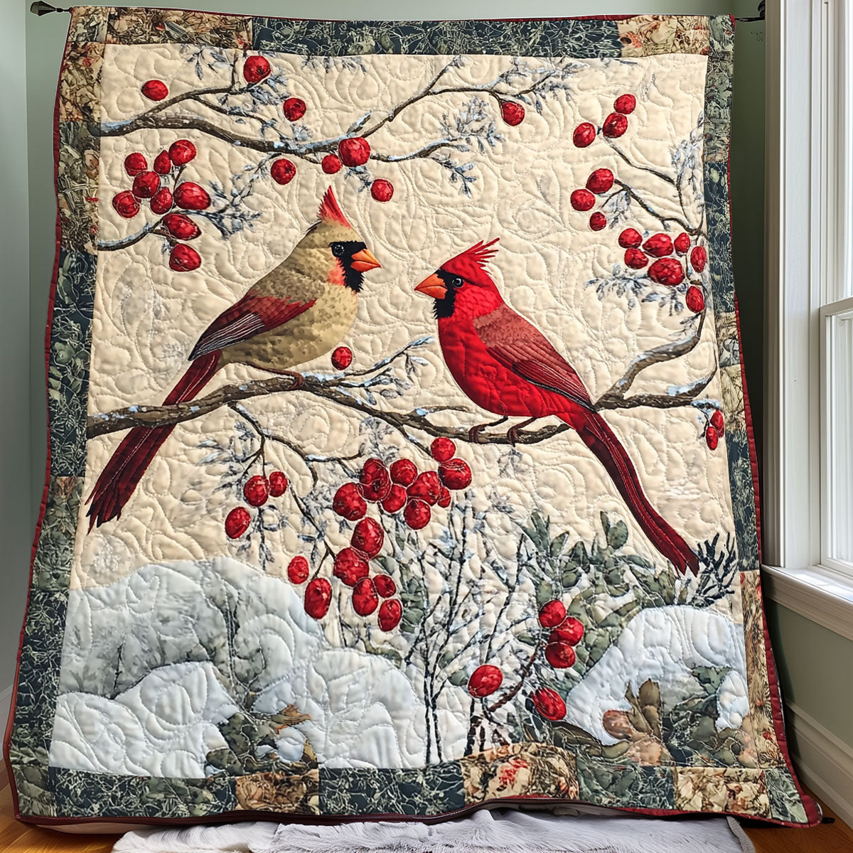 Graceful Cardinal Perch XR0108012CL Quilt