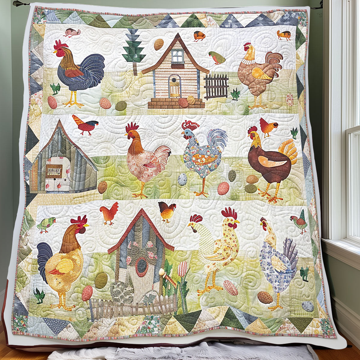 Happy Chickens XR1006019CL Quilt