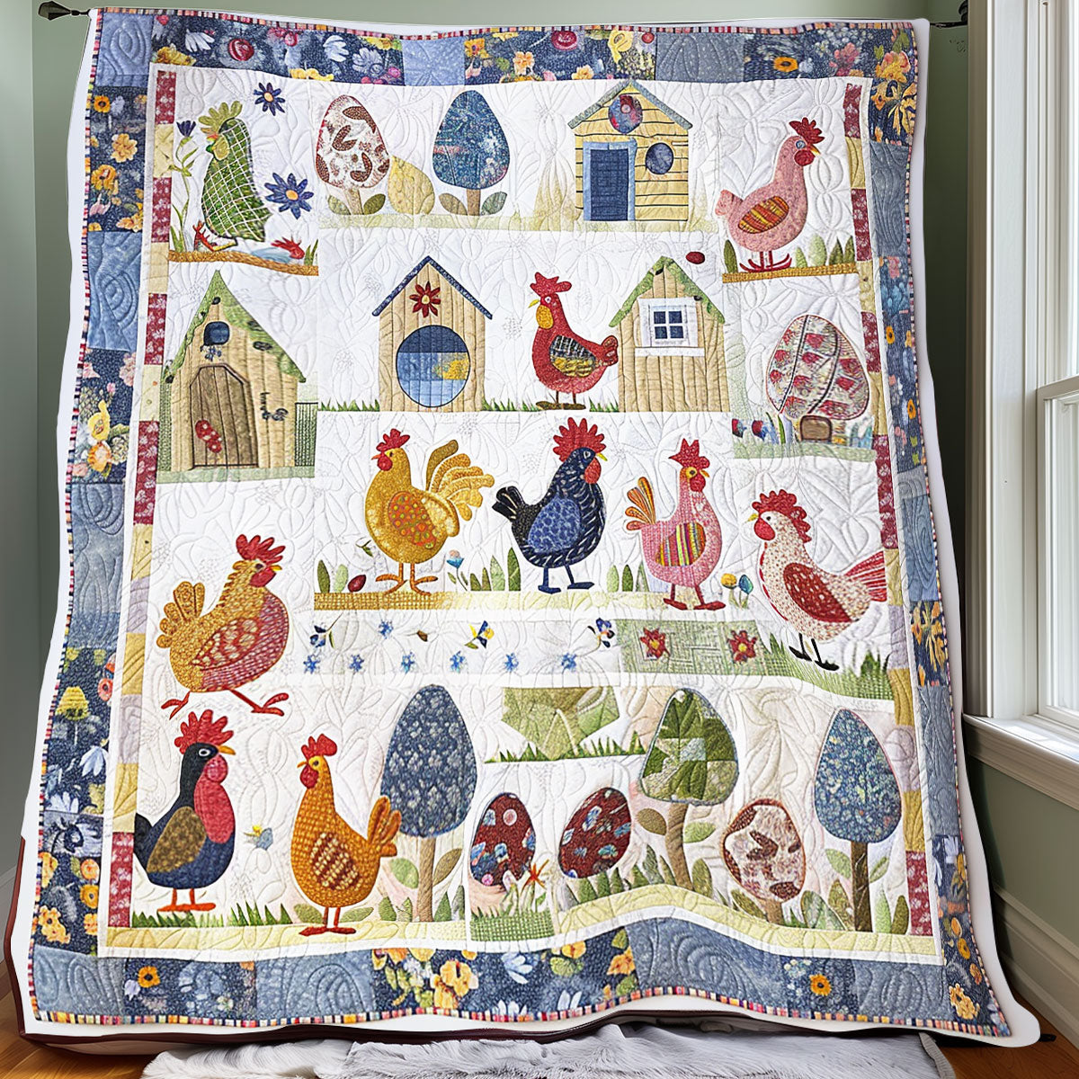 Happy Chickens XR1006020CL Quilt