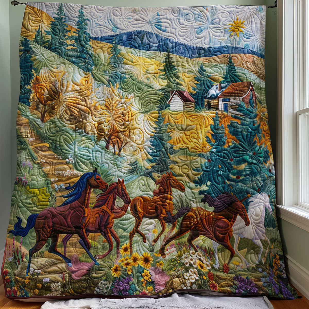 Horse Running WO3007011CL Quilt