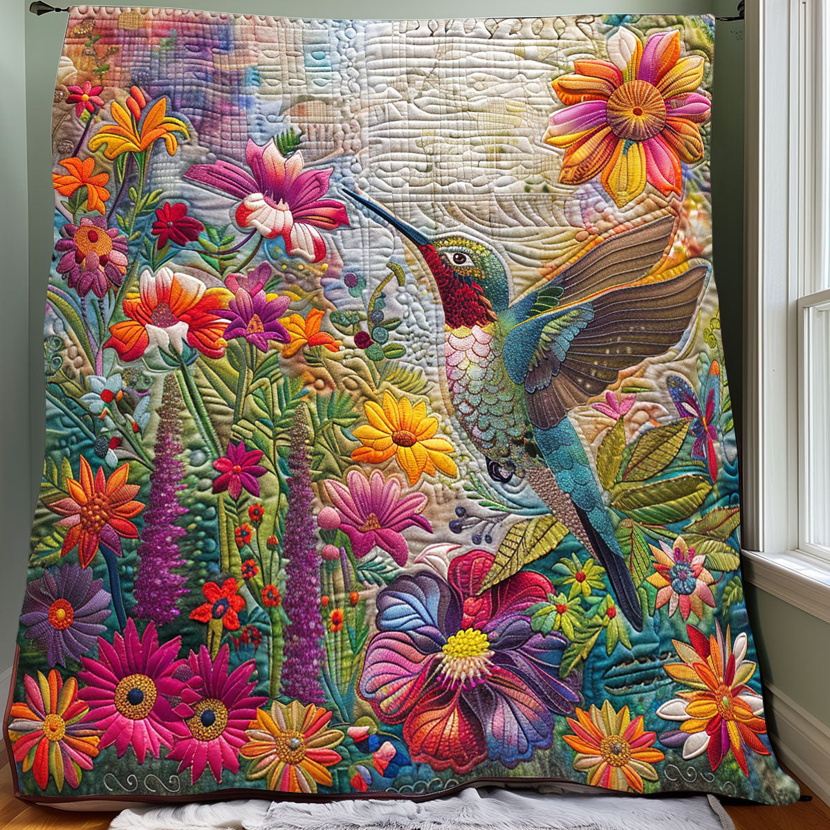 Hummingbird In Garden XR1908051CL Quilt