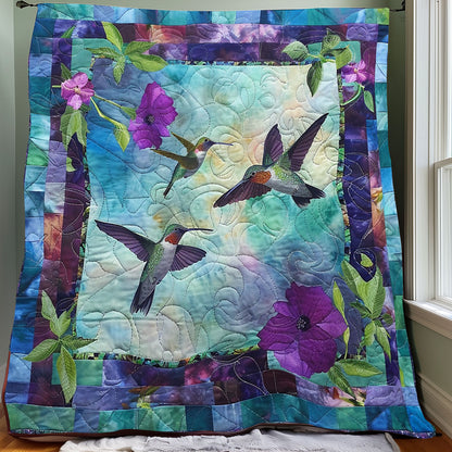 Hummingbirds And Purple Flowers XR2206004CL Quilt