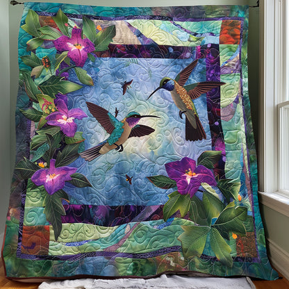 Hummingbirds And Purple Flowers XR2206006CL Quilt