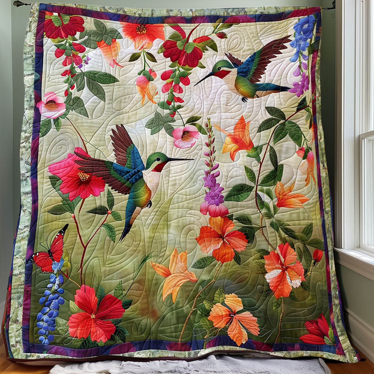 Hummingbirds XR1707004CL Quilt