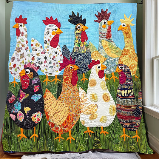 Joyful Chickens XR0508003CL Quilt