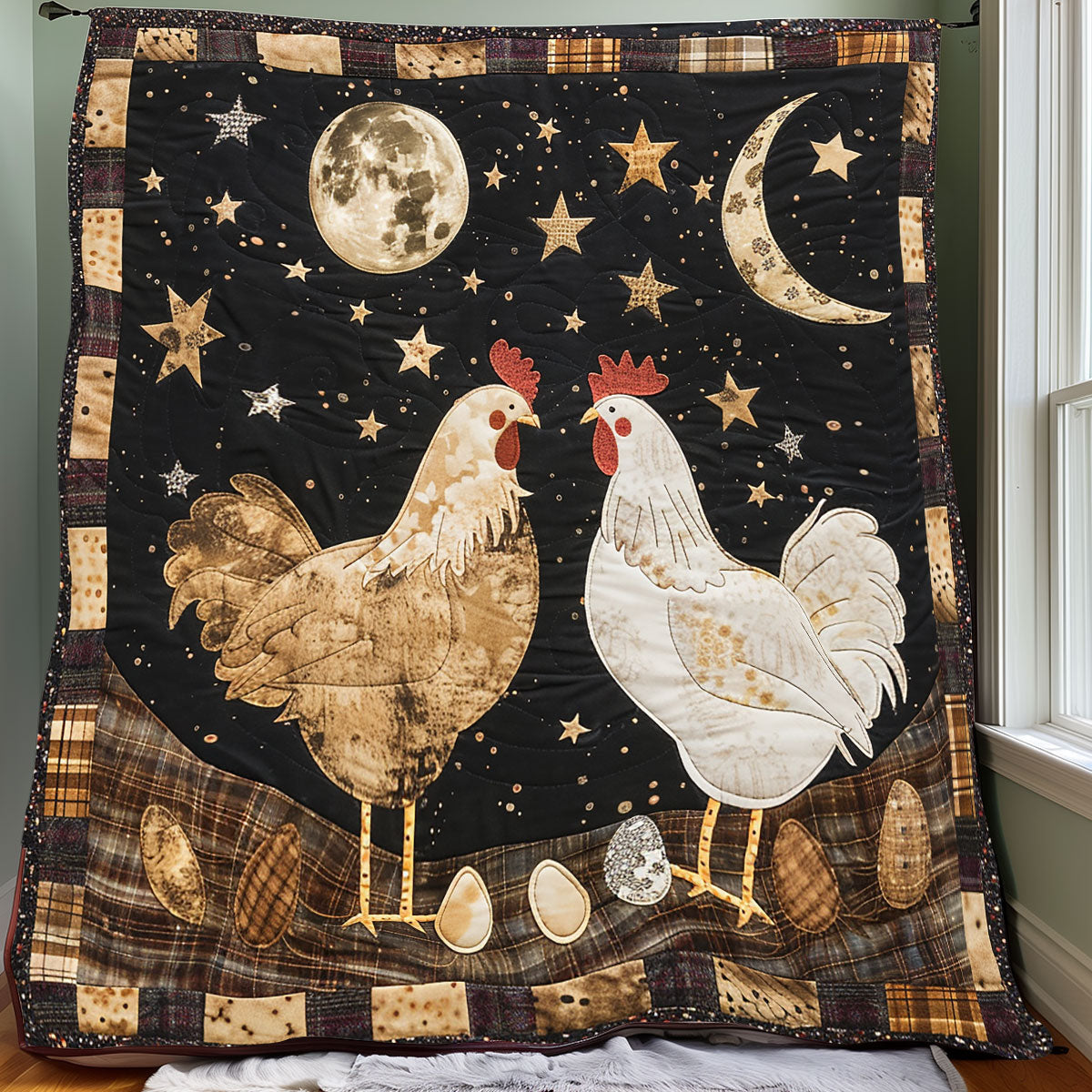 Moonlight Chickens XR1308054CL Quilt