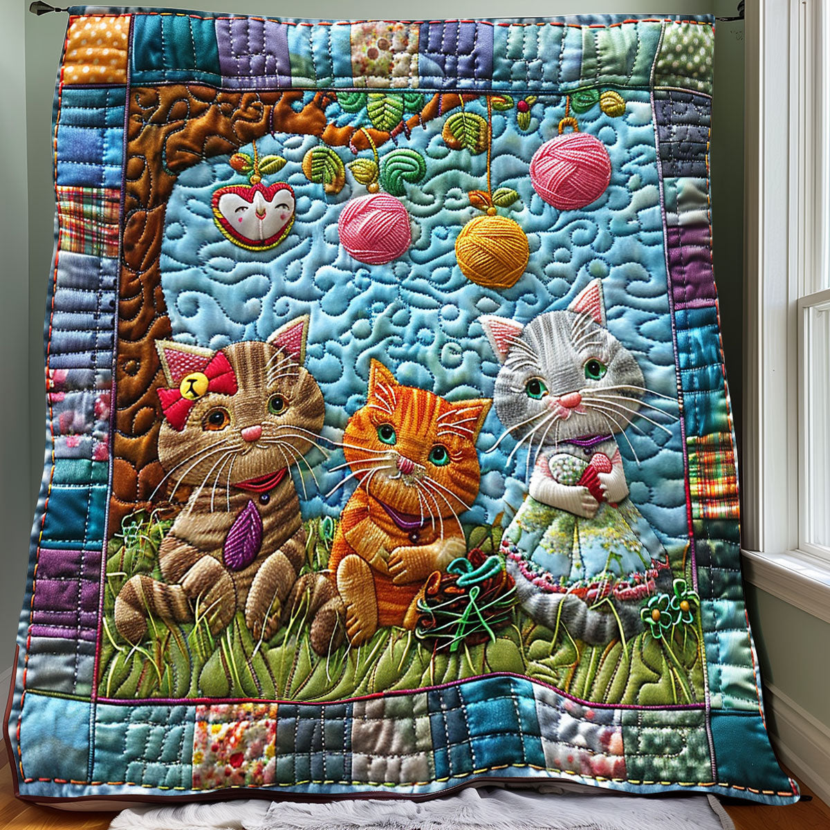 Playful Yarn Cats XR2907004CL Quilt