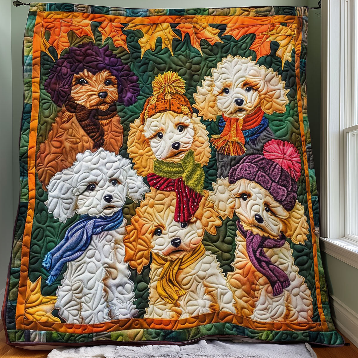 Poodles In Autumn WO0908027CL Quilt