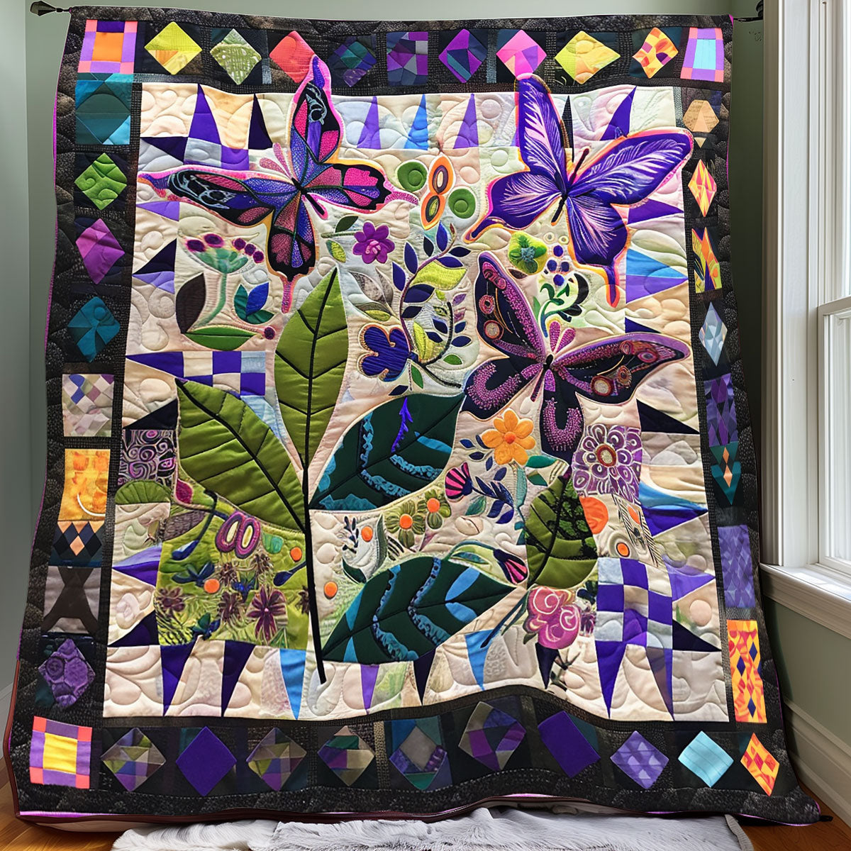 Purple Butterflies XR0107001CL Quilt