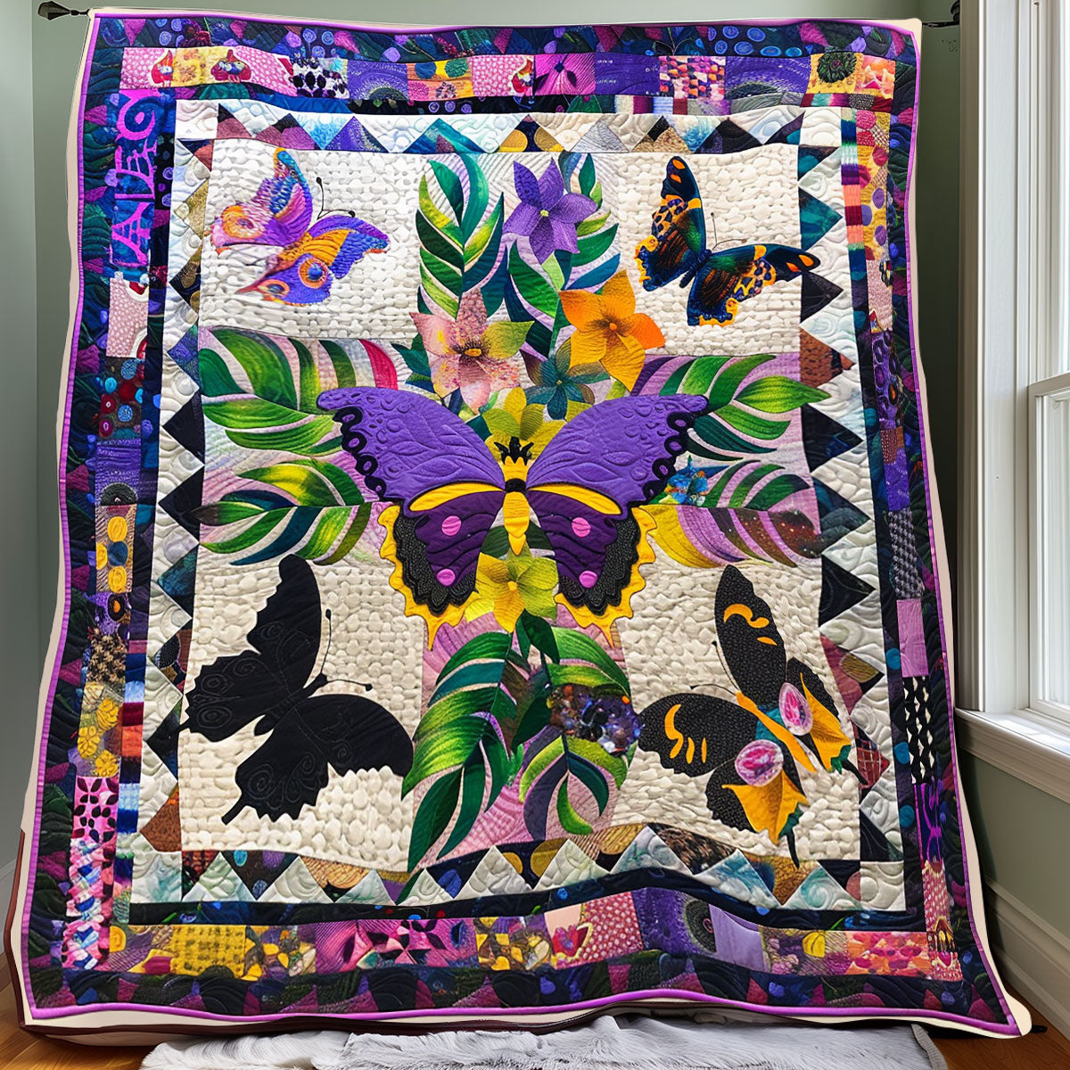 Purple Butterflies XR0107002CL Quilt