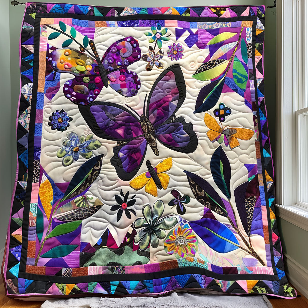 Purple Butterflies XR0107003CL Quilt