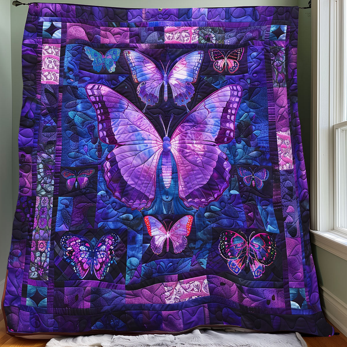 Purple Butterflies XR0807019CL Quilt