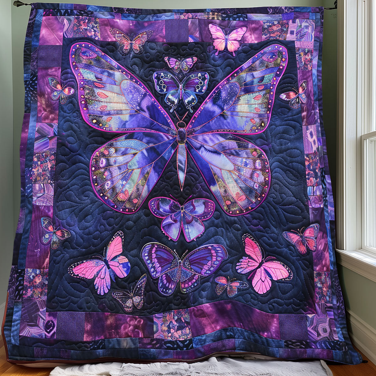 Purple Butterflies XR0807020CL Quilt