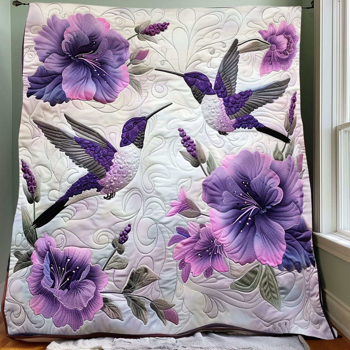 Purple Hummingbirds XR1307011CL Quilt